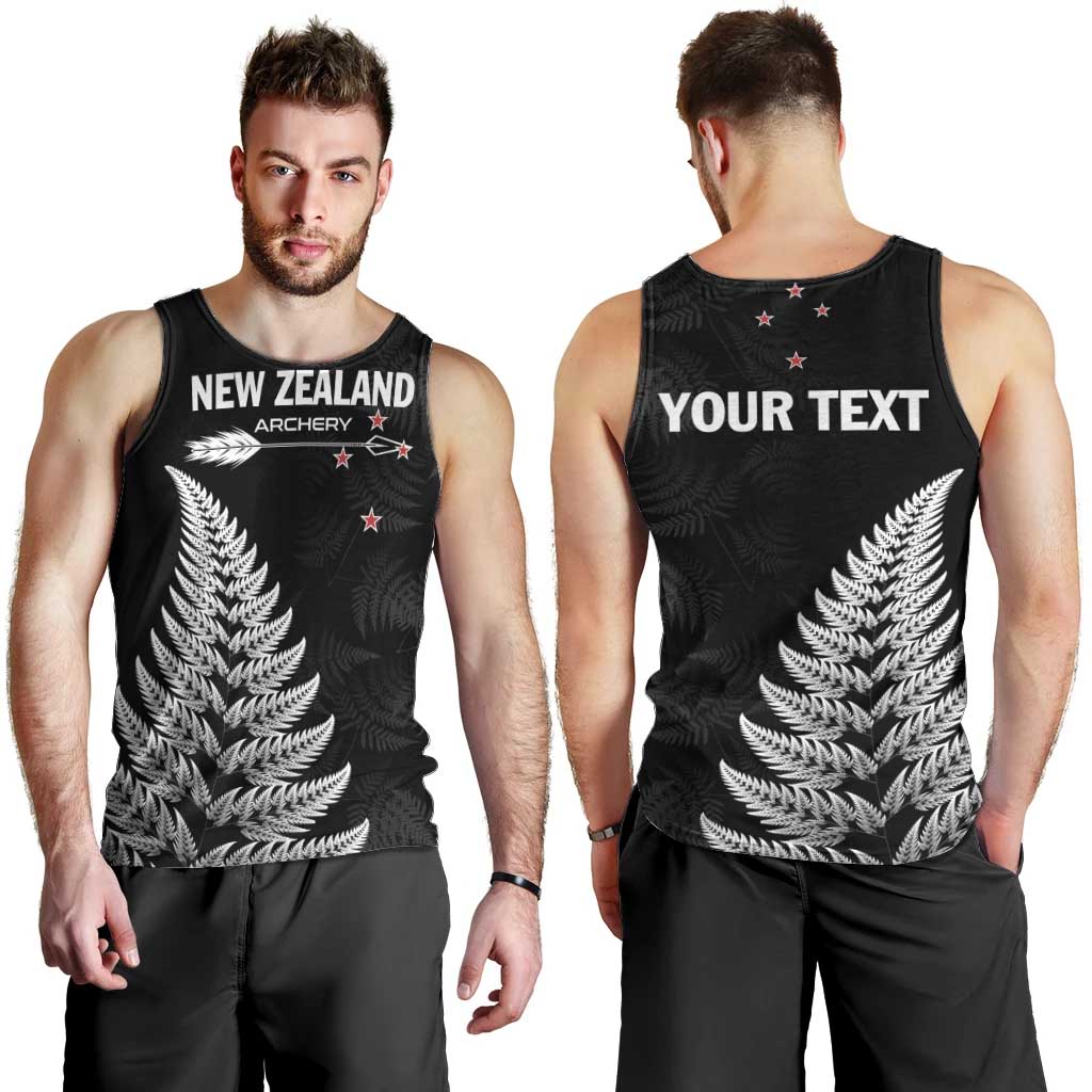 Personalised New Zealand 2025 Archery Men Tank Top Aotearoa Silver Arrows Black LT01 - Polynesian Pride