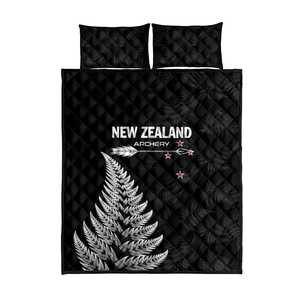 New Zealand 2025 Archery Quilt Bed Set Aotearoa Silver Arrows Black