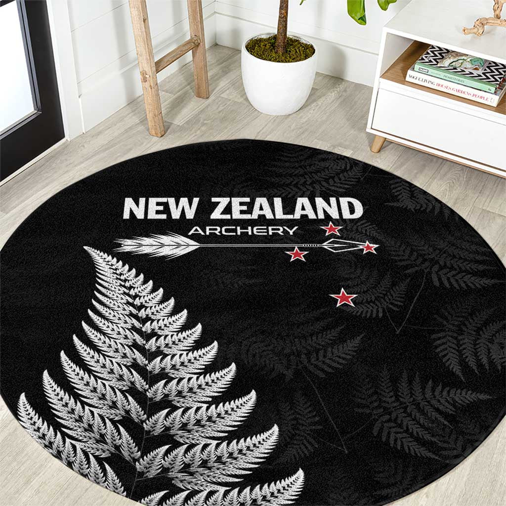 New Zealand 2025 Archery Round Carpet Aotearoa Silver Arrows Black