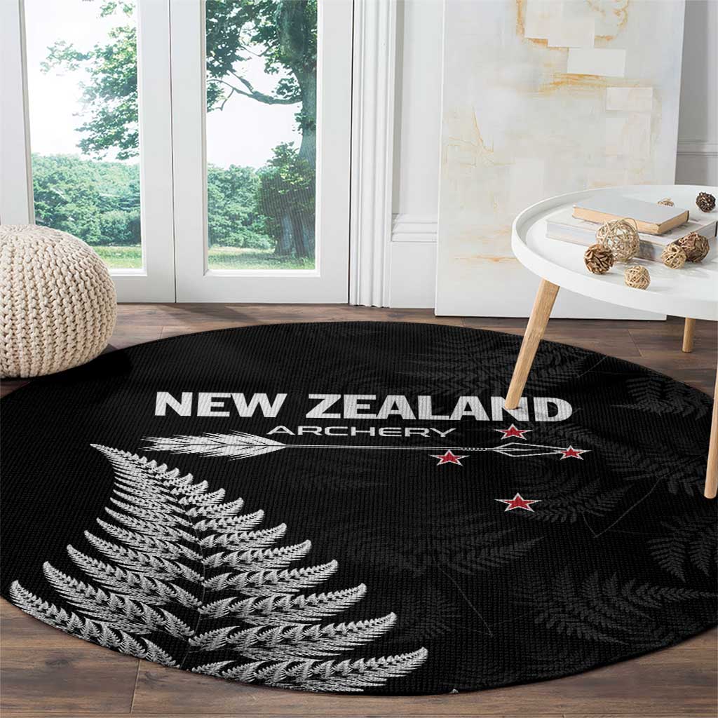 New Zealand 2025 Archery Round Carpet Aotearoa Silver Arrows Black
