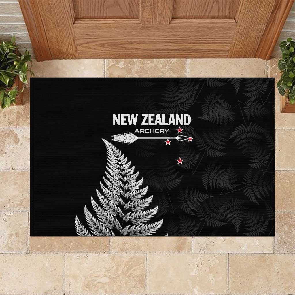 New Zealand 2025 Archery Rubber Doormat Aotearoa Silver Arrows Black LT01 Black - Polynesian Pride