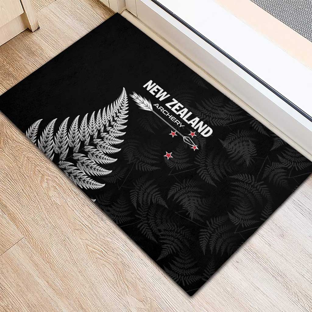 New Zealand 2025 Archery Rubber Doormat Aotearoa Silver Arrows Black LT01 - Polynesian Pride