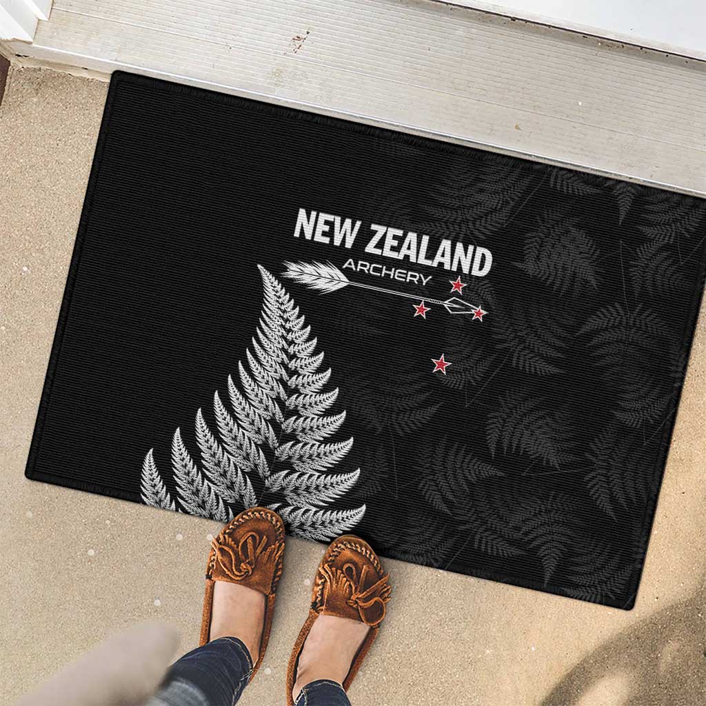 New Zealand 2025 Archery Rubber Doormat Aotearoa Silver Arrows Black LT01 - Polynesian Pride