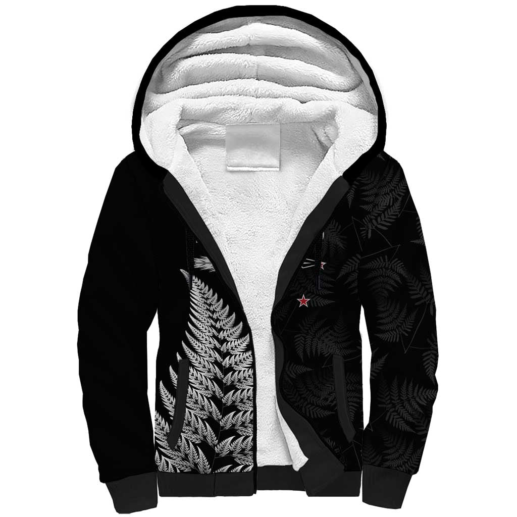 Personalised New Zealand 2025 Archery Sherpa Hoodie Aotearoa Silver Arrows Black LT01 Unisex Black - Polynesian Pride