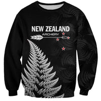 Personalised New Zealand 2025 Archery Sweatshirt Aotearoa Silver Arrows Black LT01 Unisex Black - Polynesian Pride