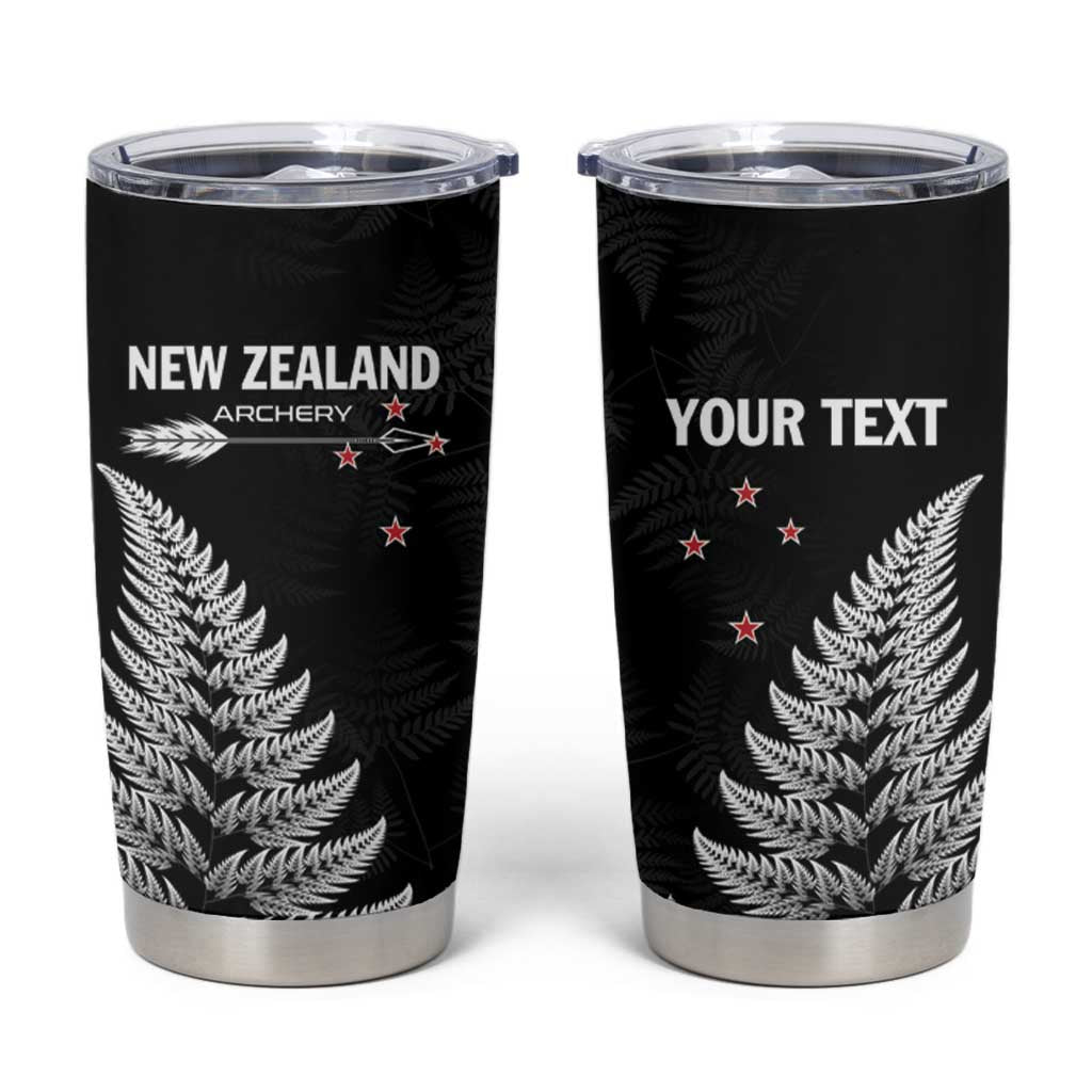 Personalised New Zealand 2025 Archery Tumbler Cup Aotearoa Silver Arrows Black