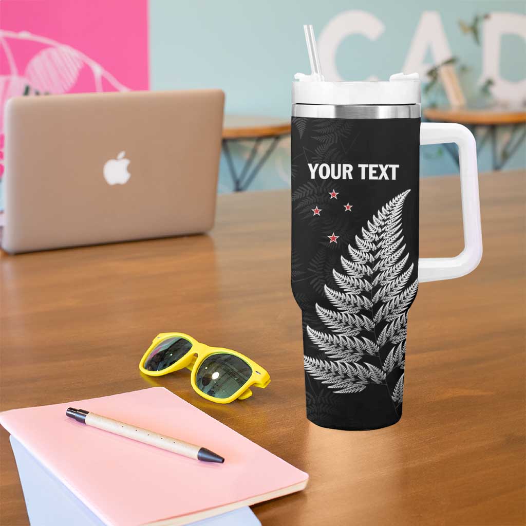 Personalised New Zealand 2025 Archery Tumbler With Handle Aotearoa Silver Arrows Black LT01 - Polynesian Pride