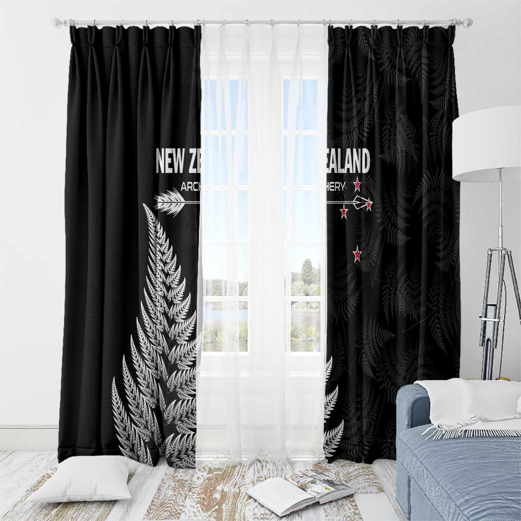 New Zealand 2025 Archery Window Curtain Aotearoa Silver Arrows Black LT01 - Polynesian Pride