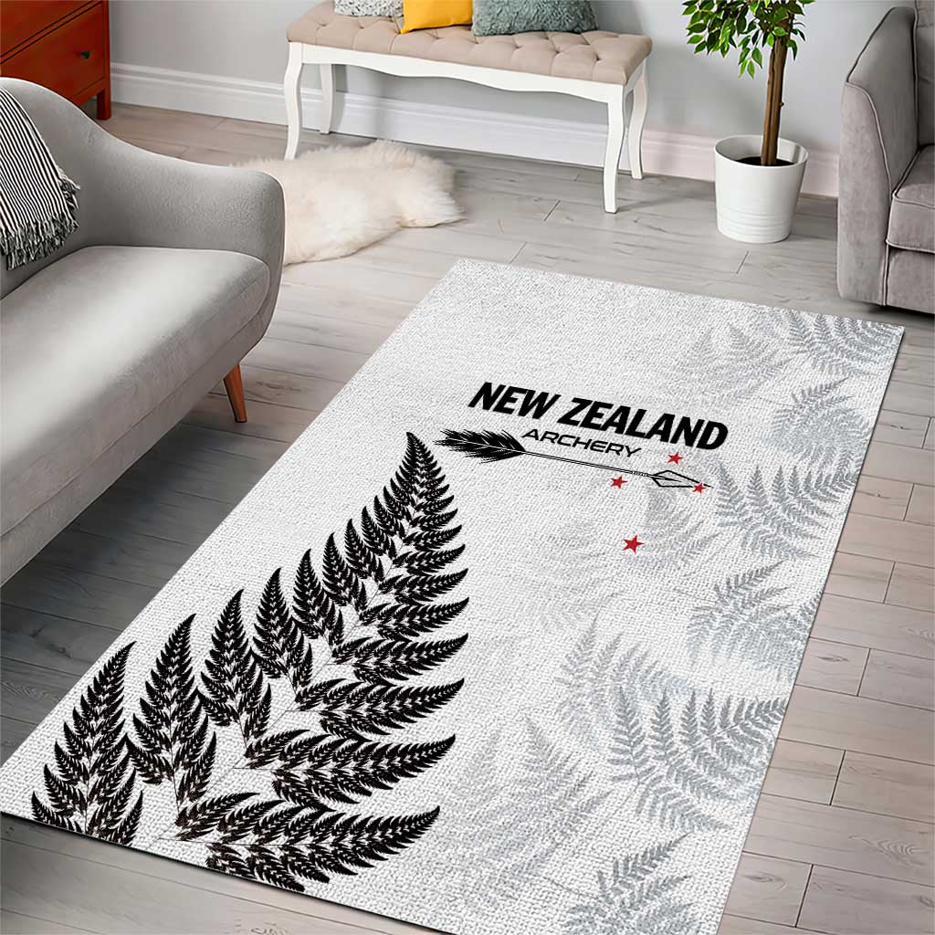 New Zealand 2025 Archery Area Rug Aotearoa Silver Arrows White