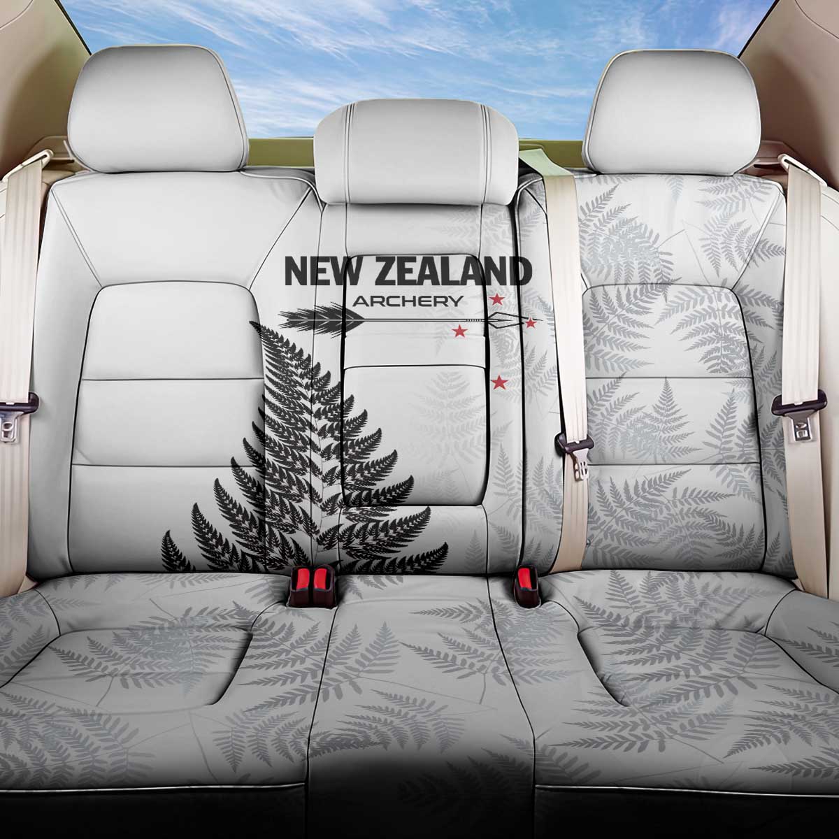 New Zealand 2025 Archery Back Car Seat Cover Aotearoa Silver Arrows White