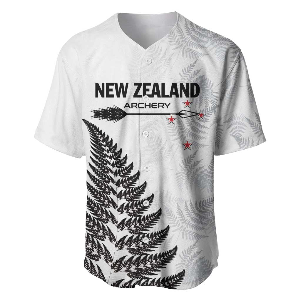 Personalised New Zealand 2025 Archery Baseball Jersey Aotearoa Silver Arrows White