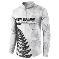 Personalised New Zealand 2025 Archery Button Sweatshirt Aotearoa Silver Arrows White LT01 - Polynesian Pride