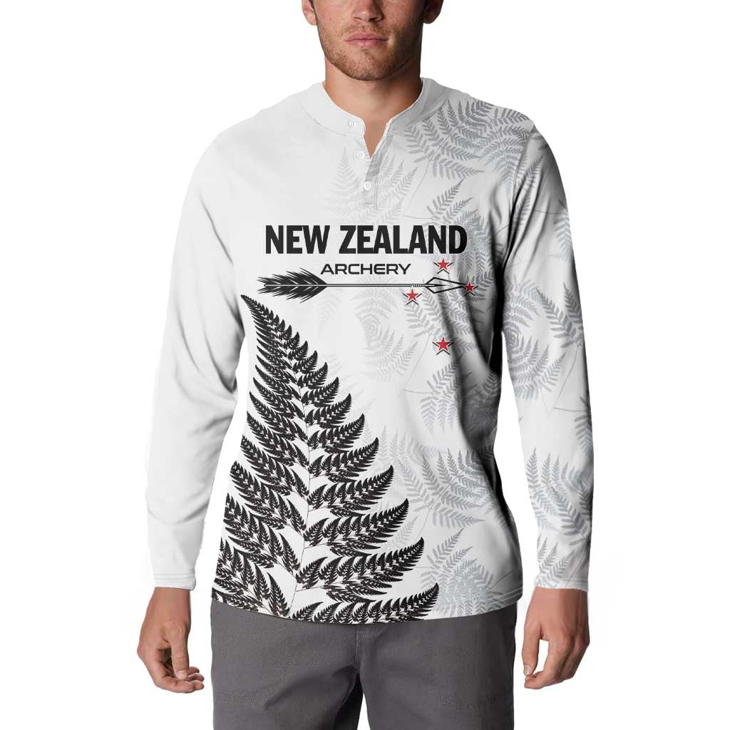 Personalised New Zealand 2025 Archery Button Sweatshirt Aotearoa Silver Arrows White LT01 - Polynesian Pride