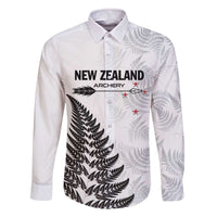 Personalised New Zealand 2025 Archery Family Matching Off The Shoulder Long Sleeve Dress and Hawaiian Shirt Aotearoa Silver Arrows White