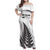 Personalised New Zealand 2025 Archery Family Matching Off Shoulder Maxi Dress and Hawaiian Shirt Aotearoa Silver Arrows White