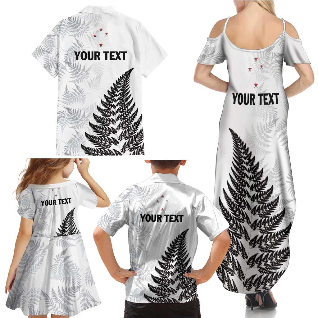 Personalised New Zealand 2025 Archery Family Matching Summer Maxi Dress and Hawaiian Shirt Aotearoa Silver Arrows White