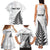 Personalised New Zealand 2025 Archery Family Matching Tank Maxi Dress and Hawaiian Shirt Aotearoa Silver Arrows White