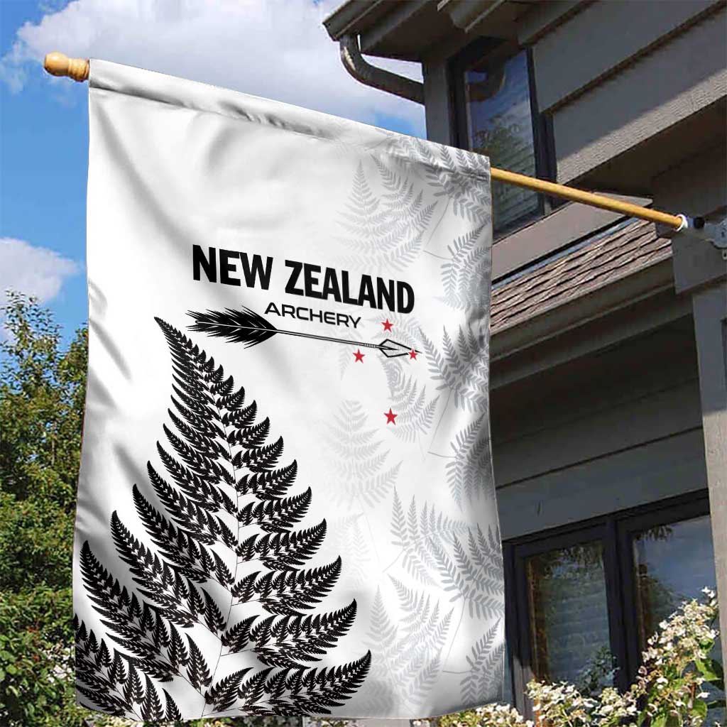 New Zealand 2025 Archery Garden Flag Aotearoa Silver Arrows White LT01 - Polynesian Pride