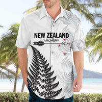 Personalised New Zealand 2025 Archery Hawaiian Shirt Aotearoa Silver Arrows White LT01 - Polynesian Pride