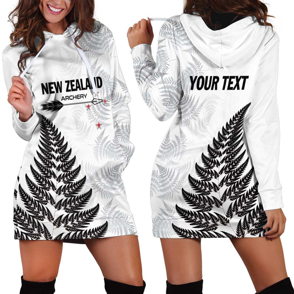 Personalised New Zealand 2025 Archery Hoodie Dress Aotearoa Silver Arrows White