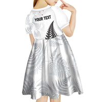 Personalised New Zealand 2025 Archery Kid Short Sleeve Dress Aotearoa Silver Arrows White