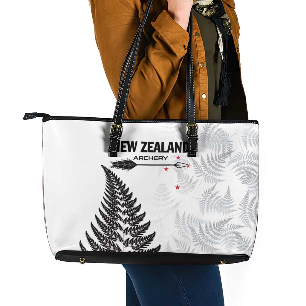 New Zealand 2025 Archery Leather Tote Bag Aotearoa Silver Arrows White