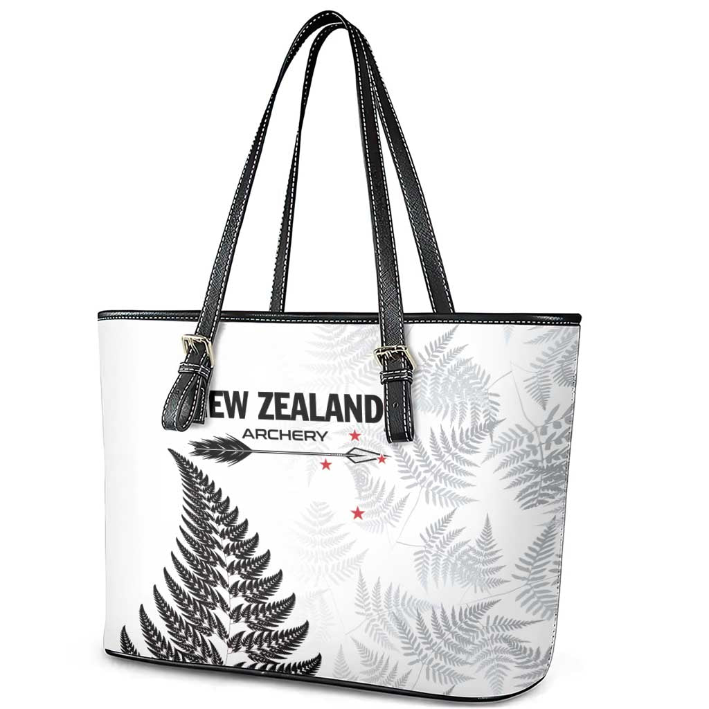 New Zealand 2025 Archery Leather Tote Bag Aotearoa Silver Arrows White