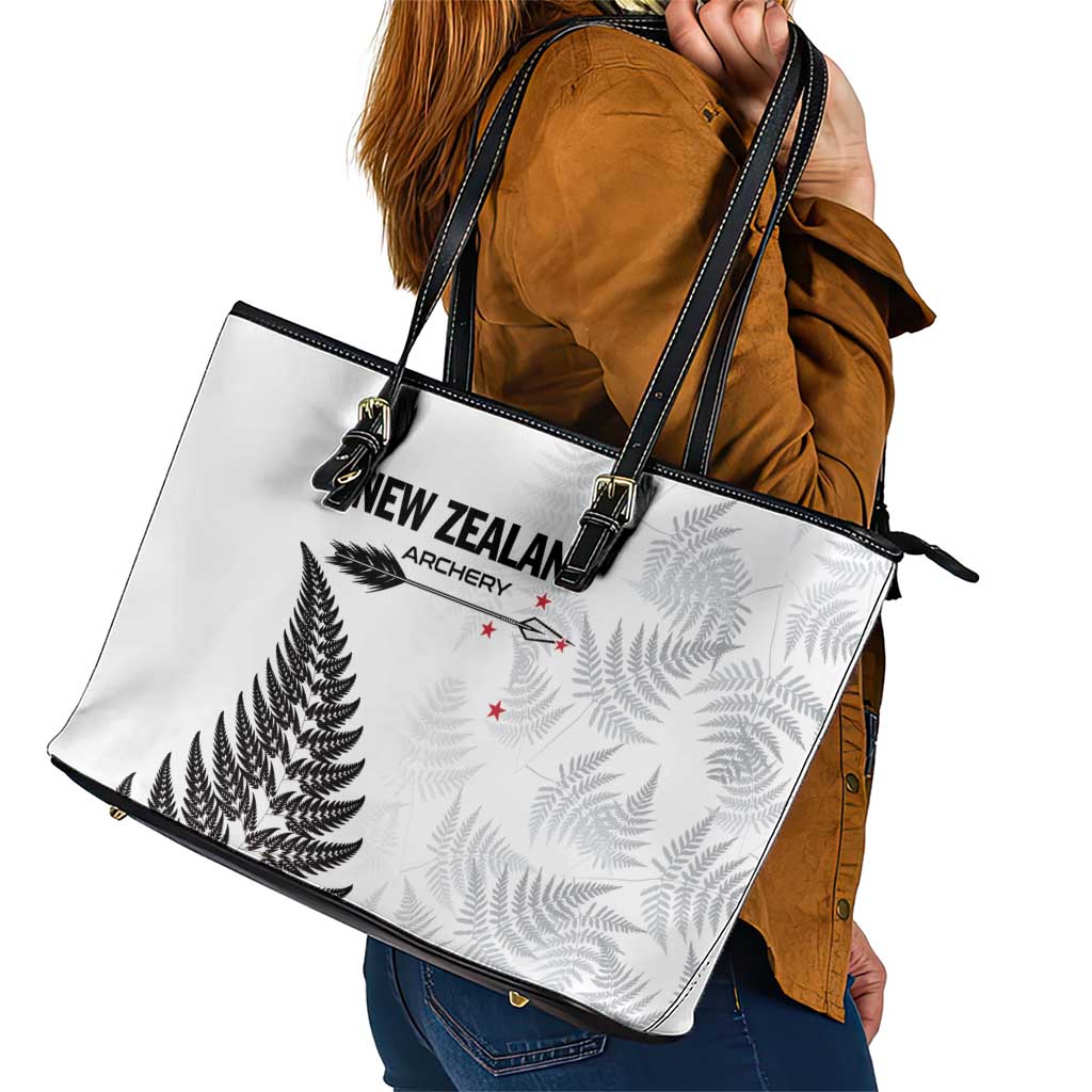 New Zealand 2025 Archery Leather Tote Bag Aotearoa Silver Arrows White