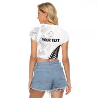 Personalised New Zealand 2025 Archery Raglan Cropped T Shirt Aotearoa Silver Arrows White