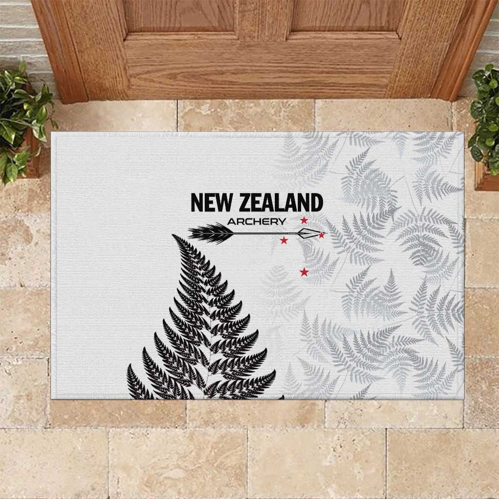 New Zealand 2025 Archery Rubber Doormat Aotearoa Silver Arrows White LT01 White - Polynesian Pride