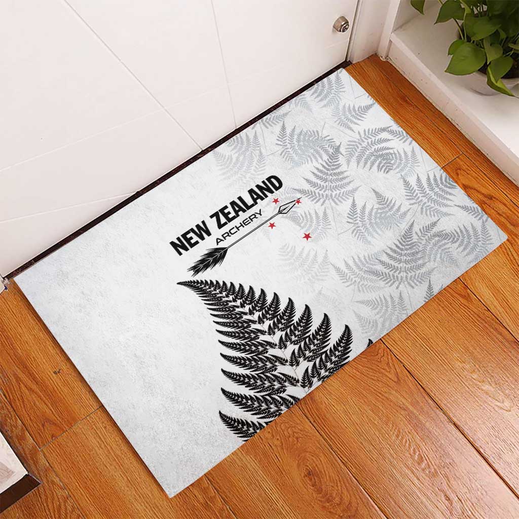 New Zealand 2025 Archery Rubber Doormat Aotearoa Silver Arrows White LT01 - Polynesian Pride