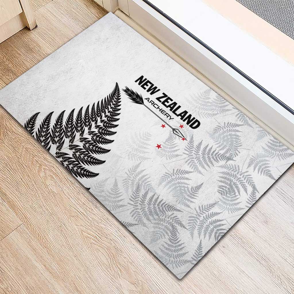 New Zealand 2025 Archery Rubber Doormat Aotearoa Silver Arrows White LT01 - Polynesian Pride