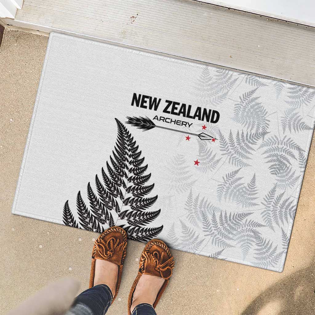 New Zealand 2025 Archery Rubber Doormat Aotearoa Silver Arrows White LT01 - Polynesian Pride