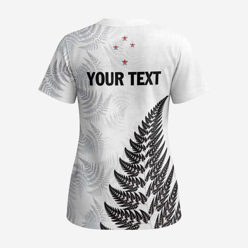 Personalised New Zealand 2025 Archery Scrub Top Aotearoa Silver Arrows White LT01 - Polynesian Pride