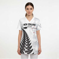 Personalised New Zealand 2025 Archery Scrub Top Aotearoa Silver Arrows White LT01 - Polynesian Pride