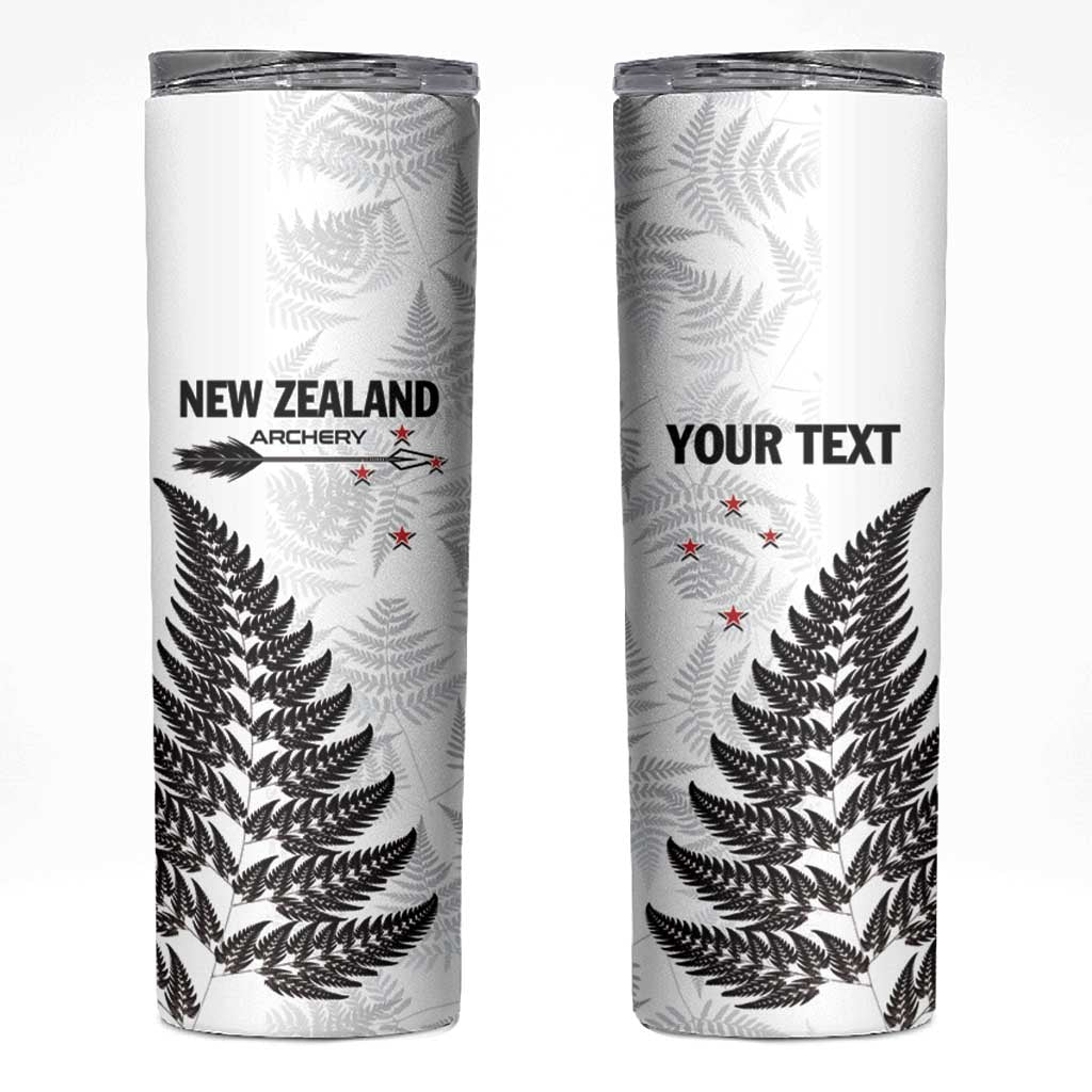 Personalised New Zealand 2025 Archery Skinny Tumbler Aotearoa Silver Arrows White