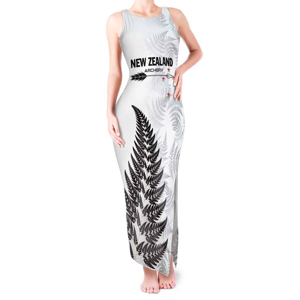 Personalised New Zealand 2025 Archery Tank Maxi Dress Aotearoa Silver Arrows White