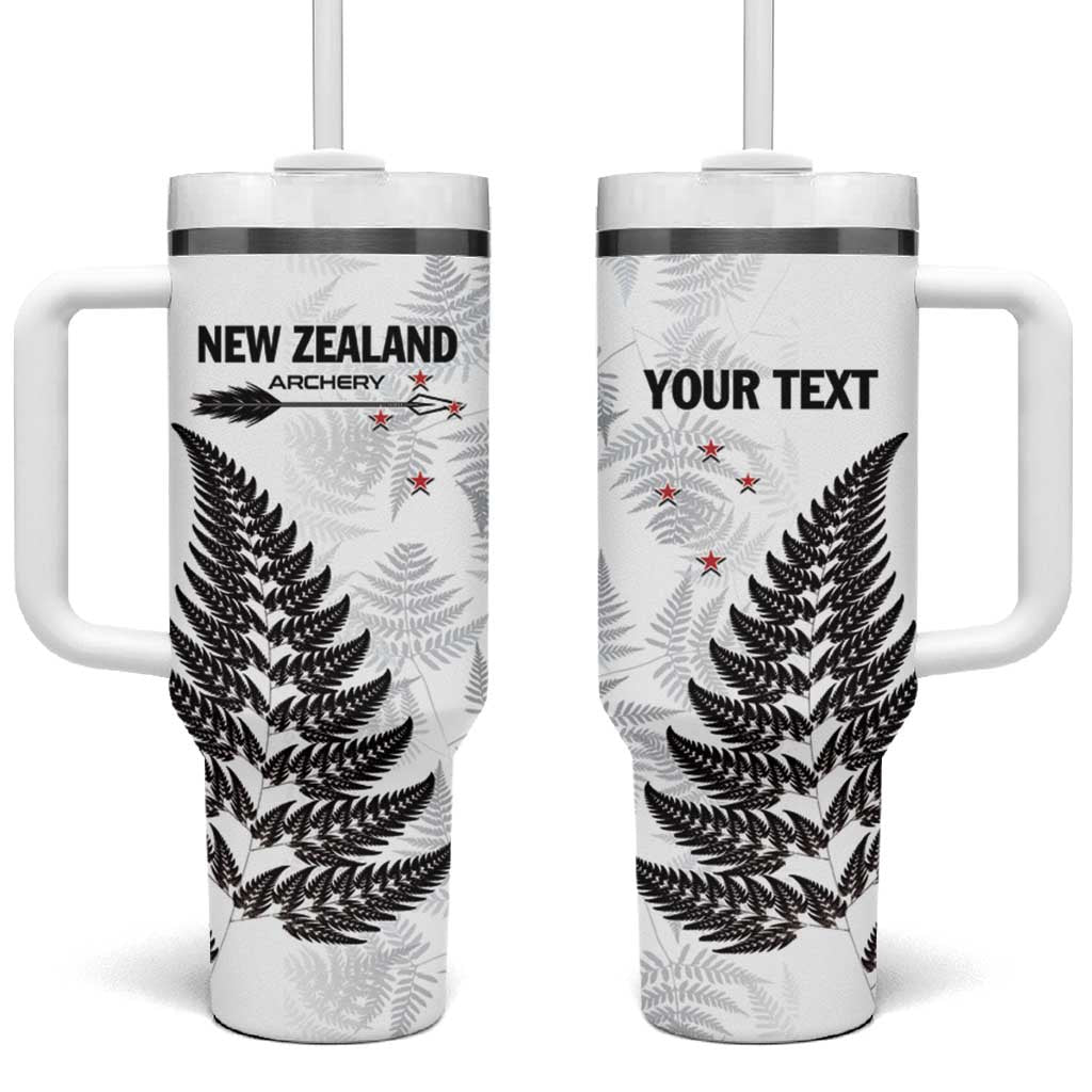 Personalised New Zealand 2025 Archery Tumbler With Handle Aotearoa Silver Arrows White LT01 One Size: 40 oz White - Polynesian Pride