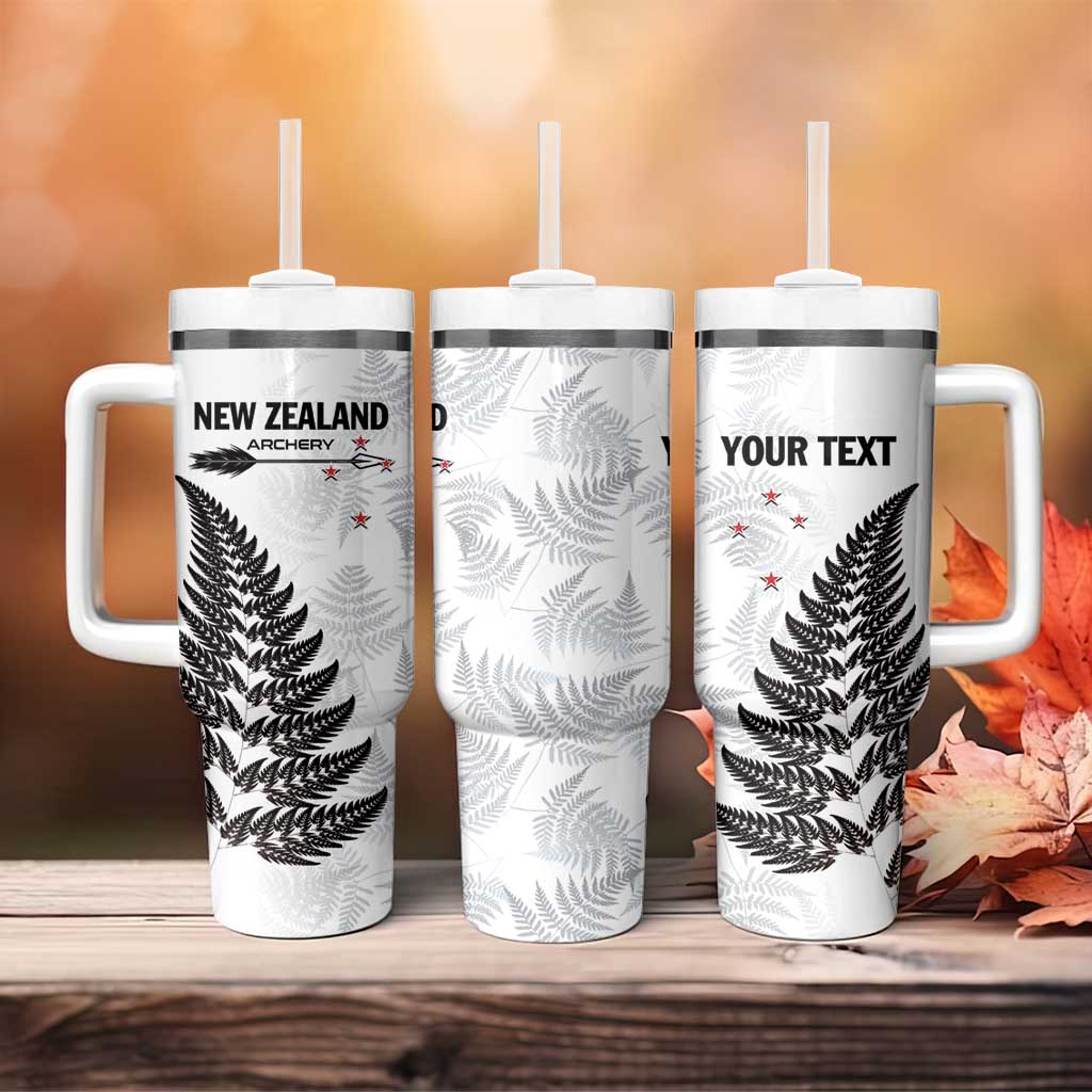 Personalised New Zealand 2025 Archery Tumbler With Handle Aotearoa Silver Arrows White LT01 - Polynesian Pride