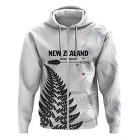 Personalised New Zealand 2025 Archery Zip Hoodie Aotearoa Silver Arrows White