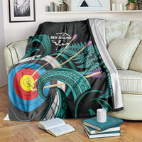 New Zealand Archery Blanket Turquoise Maori Silver Fern LT01 Turquoise - Polynesian Pride