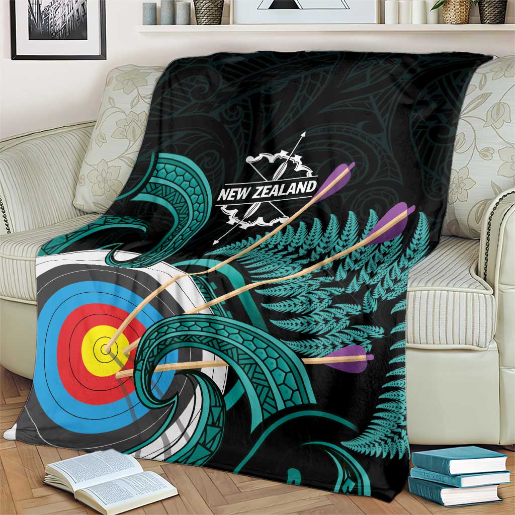 New Zealand Archery Blanket Turquoise Maori Silver Fern LT01 - Polynesian Pride