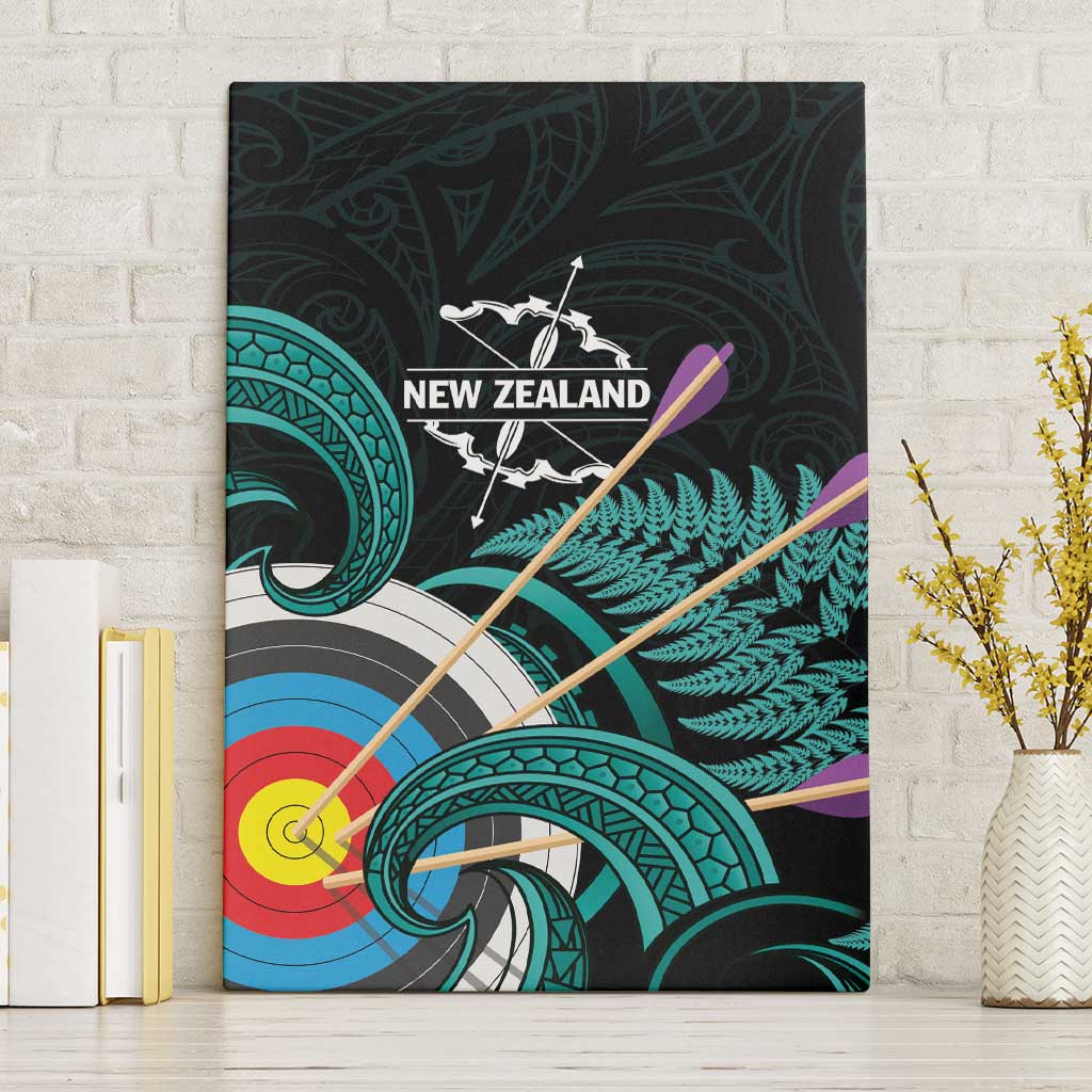 New Zealand Archery Canvas Wall Art Turquoise Maori Silver Fern