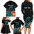 Personalised New Zealand Archery Family Matching Long Sleeve Bodycon Dress and Hawaiian Shirt Turquoise Maori Silver Fern