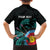 Personalised New Zealand Archery Family Matching Off Shoulder Maxi Dress and Hawaiian Shirt Turquoise Maori Silver Fern