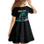 Personalised New Zealand Archery Family Matching Off Shoulder Short Dress and Hawaiian Shirt Turquoise Maori Silver Fern