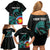 Personalised New Zealand Archery Family Matching Off Shoulder Short Dress and Hawaiian Shirt Turquoise Maori Silver Fern