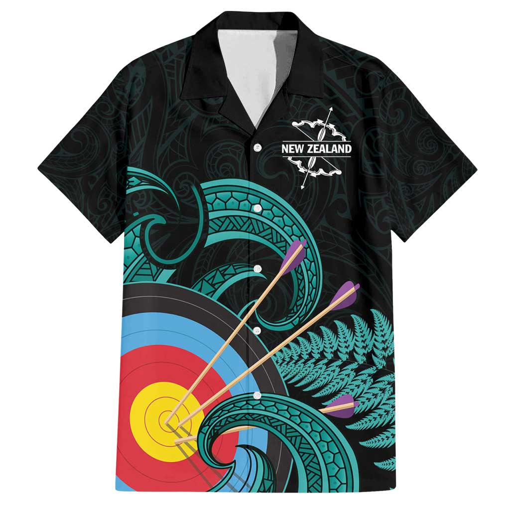 Personalised New Zealand Archery Family Matching Summer Maxi Dress and Hawaiian Shirt Turquoise Maori Silver Fern