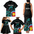 Personalised New Zealand Archery Family Matching Tank Maxi Dress and Hawaiian Shirt Turquoise Maori Silver Fern