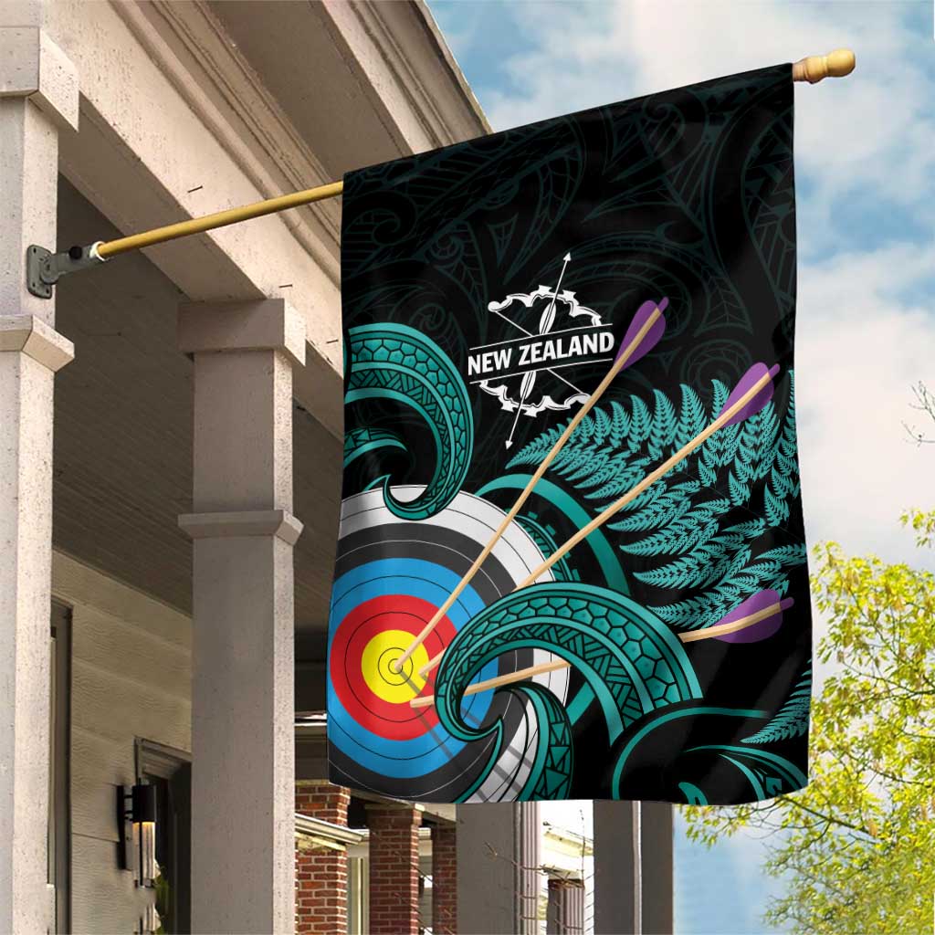 New Zealand Archery Garden Flag Turquoise Maori Silver Fern LT01 House Flag Turquoise - Polynesian Pride